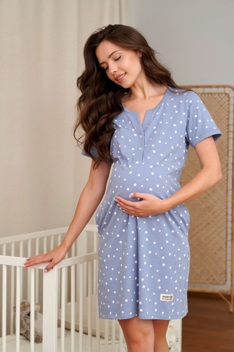 Koszula Ciążowa Doctor Nap 7556 Bawełniana Do Karmienia- stardust