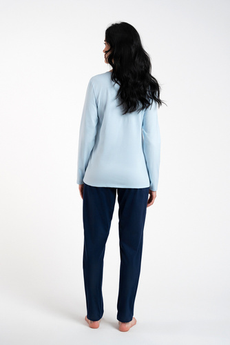 Arietta Piżama Damska długi rękaw i spodnie Italian Fashion - niebieski 