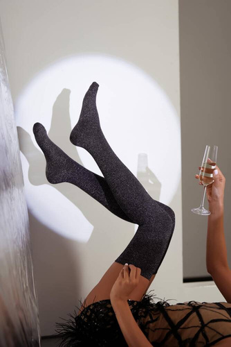 1429.000 Zakolanówki damskie z Lurexem Milena - czarny