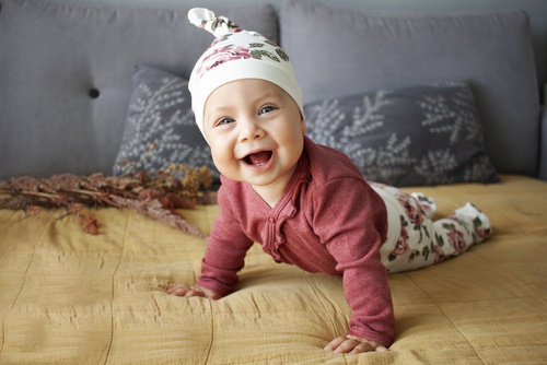 03218B "ROSES" Body baby z długim rękawem Makoma bordowy (w)