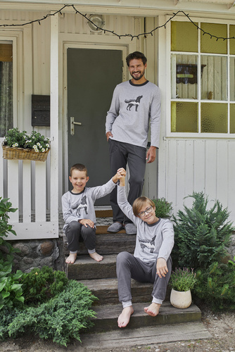 Tikal Męska długi rękaw, długie spodnie Italian Fashion - melanż/grafit