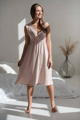 Star Light koszula nocna ciążowa i do karmienia z bambusa Milk&Love pudrowy róż