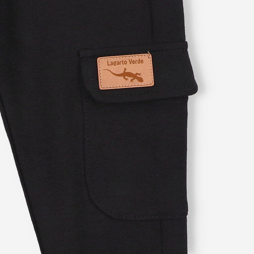 KAR-0042/CZA Spodnie dresowe bojówki dla chłopca Lagarto Verde czarny