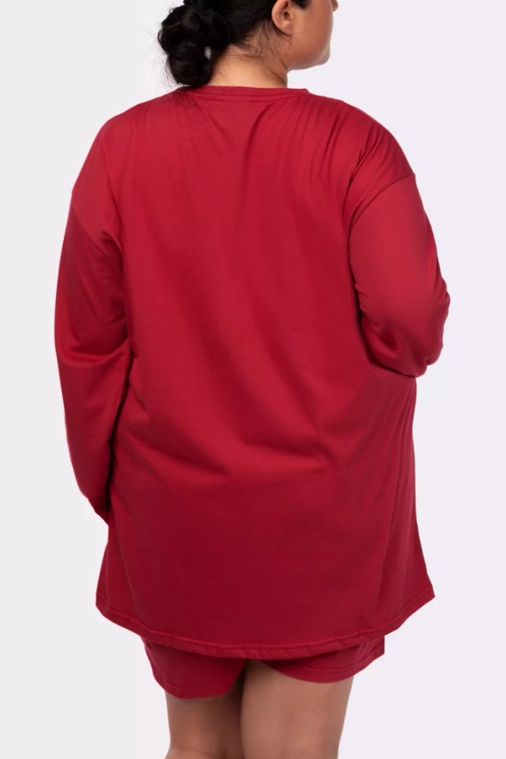 Joy longsleeve Piżama damska Mona burgund