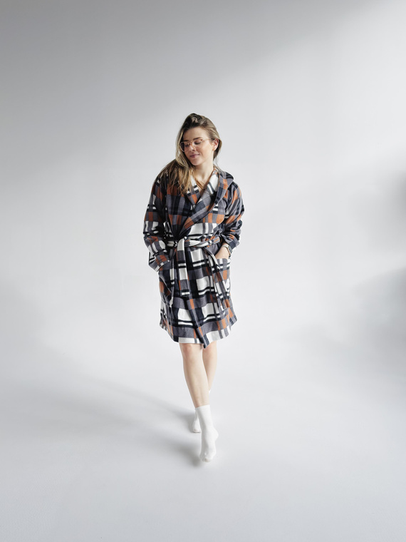 031 Kocyk Szlafrok De Lafense – ciepły polarowy szlafrok damski Super Cozy, camel