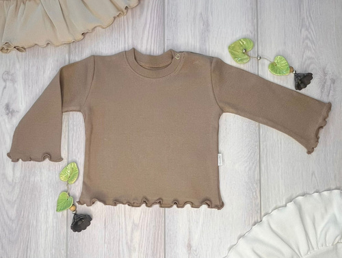 BI016 Bluzka dziewczęca z długim rękawem Mamatti - brązowy