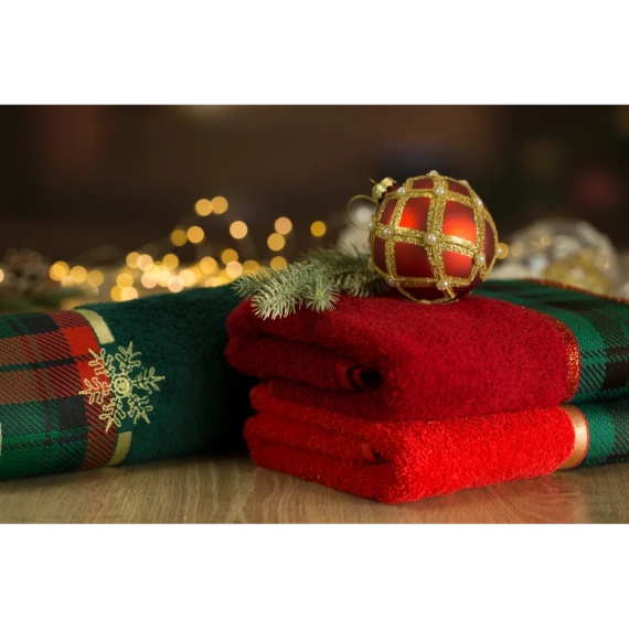 Cherry 01 ręcznik świąteczny w kratkę Eurofirany bordowy