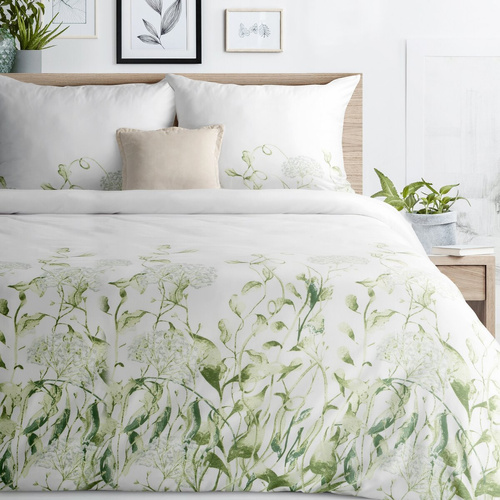 Pościel kwiatowa Buena Design 91 dwustronna miękka z zamkiem elegancka zielona