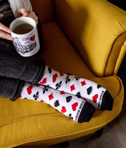 Talia Kart Skarpety długie finest cotton dwie różne Sesto Senso biały