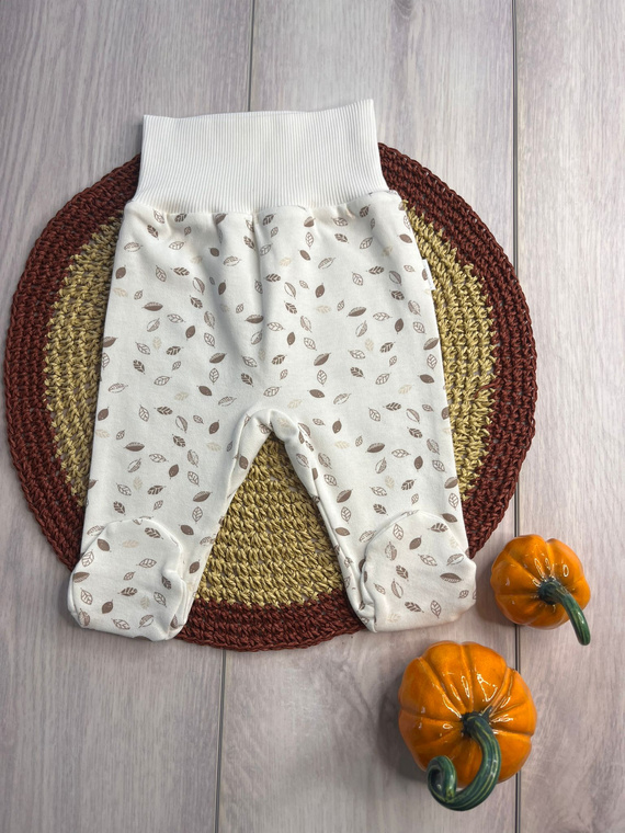 Mamatti półśpiochy niemowlęce PD15420 listki – bawełniane, nieuciskający ściągacz