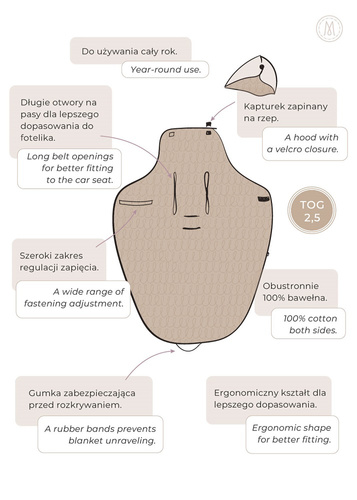 Mystery of Flowers Kocyk do fotelika cotton Makaszka 