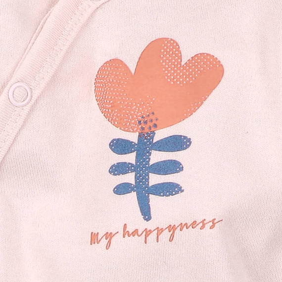 ABN-5152 Tęczowy Ogród Body z bawełny organicznej Nini - różowe