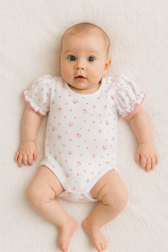 Body niemowlęce Martex krótki rękaw różowe kwiatki | Bawełniane dla niemowląt