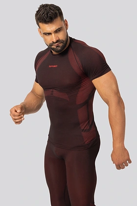 Brubeck Breeze 2.0 męska koszulka termoaktywna Nilit Breeze krótki rękaw Black/Red