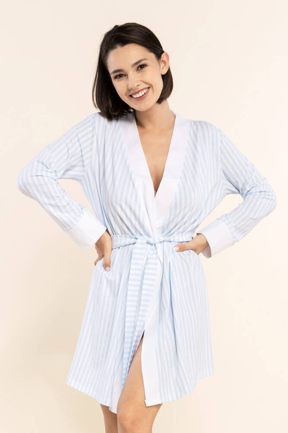 50 Paski Szlafrok damski Bonamera niebieski