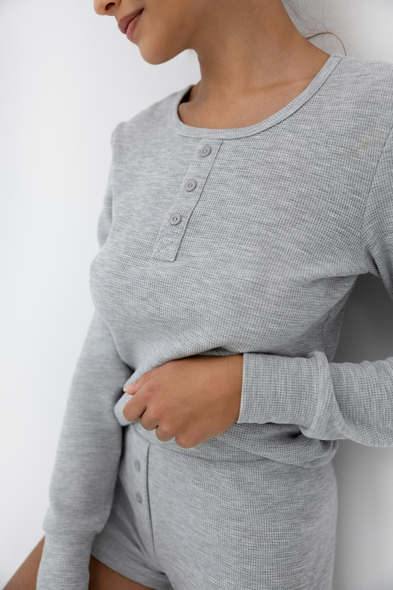 Brittany Piżama damska Sensis  szara – długi rękaw i szorty