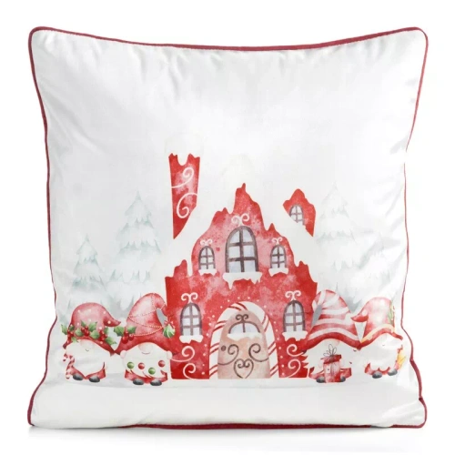 CHP387 Poszewka świąteczna Eurofirany 45x45 welwetowa z nadrukiem i lamówką