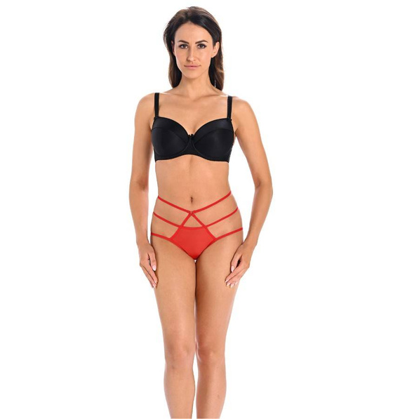 3138 Demi Figi damskie z paseczkami Teyli - czerwony