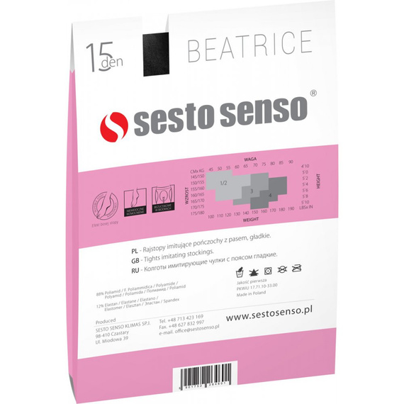 Beatrice Rajstopy imitujące pończochy Sesto Senso- czarny/czerwony