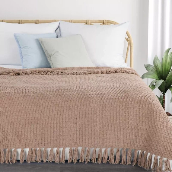 Suzi Koc narzuta tkana z frędzlami Eurofirany beżowy