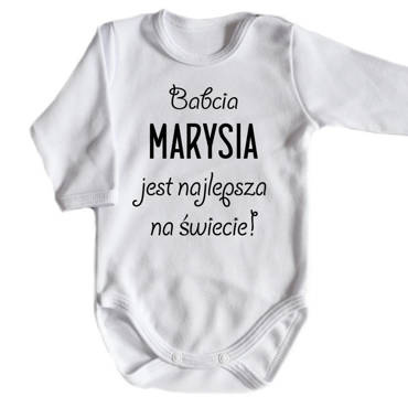 "Babcia najlepsza na świecie z imieniem" Body długi rękaw Moocha biały