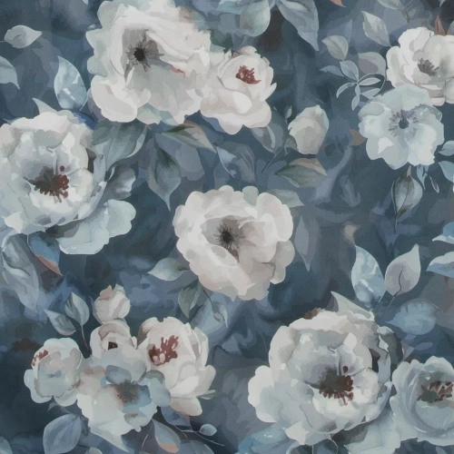 Pościel kwiatowa Kira Design 91 dwustronna miękka z zamkiem elegancka granatowa