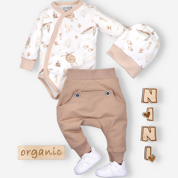 Turtles Czapka niemowlęca z bawełny organicznej Nini druk