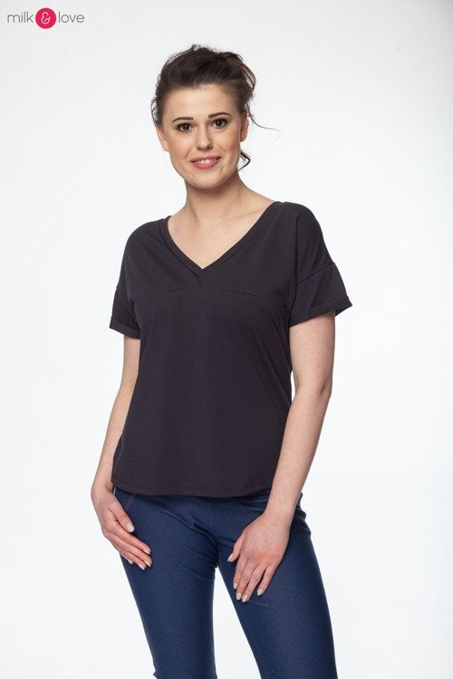 Bluzka ciążowa i do karmienia M-Shirt V-neck Milk&Love grafitowa