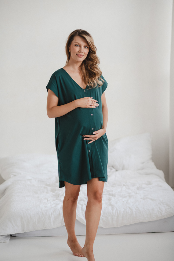 Koszula do porodu i karmienia Born of Love Milk&Love napy butelkowa zieleń