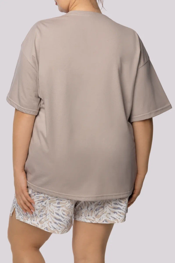 Joy shortsleeve Piżama damska Mona palm beige 