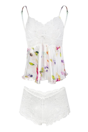 Flowers Komplet piżama damska DKaren DK-KA 010 biały