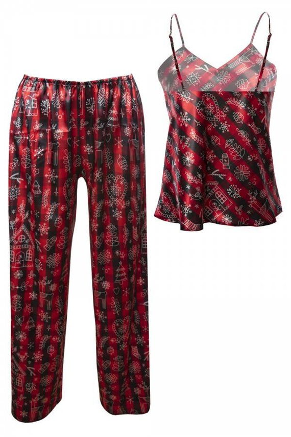 DK-KI Komplet Damski Piżama DKaren - czerwony 012