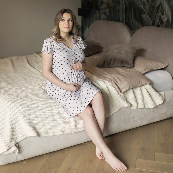 Linda Koszula Nocna ciążowa do karmienia Eevi- beżowa