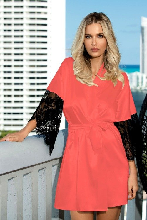 Dagmara Satynowy Szlafrok Damski DKaren - czarny