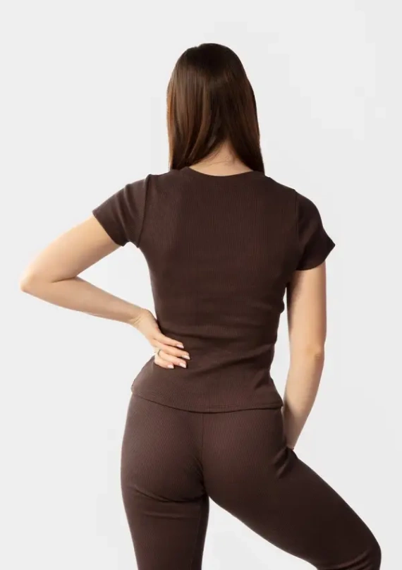 Halima Bluzka damska prążkowana Dkaren - czekoladowy