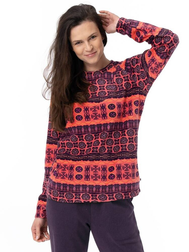 LHS 376 Piżama Damska długi rękaw i długie spodnie Key granatowy pomarańczowy