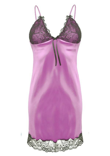 Karmen Halka satynowa koszulka damska DKaren - wrzos/czarny