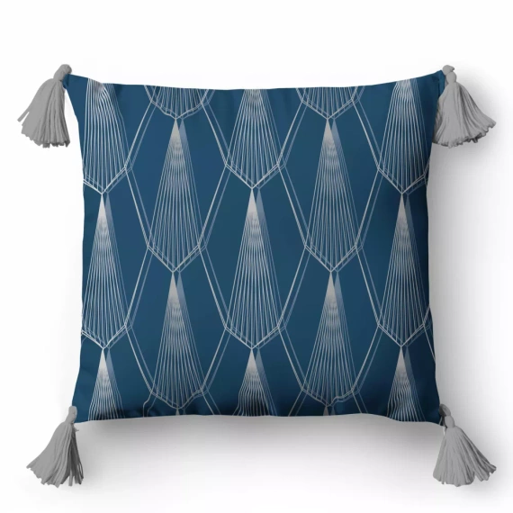 5399 B Poszewka dekoracyjna ornamenty Panama 58 Detexpol niebieski