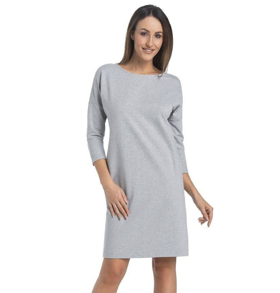 196107 Lana Klasyczna Sukienka, 3/4 rękaw Teyli - szara