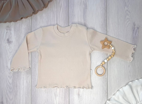 BI012 Bluzka dziewczęca z długim rękawem Mamatti - jasny beż