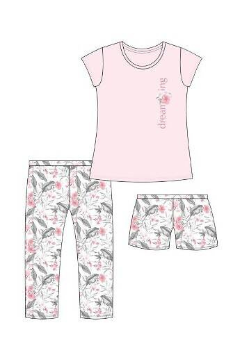 665/311 Dreaming Piżama damska trzyczęściowa Cornette różowy