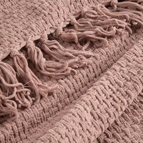 Suzi Koc narzuta tkana z frędzlami Eurofirany pudrowy