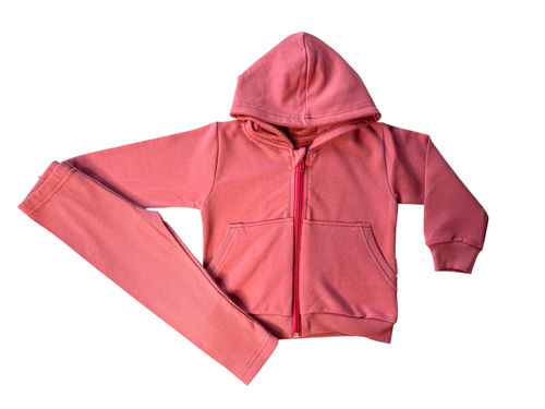 Dres dla dziewczynki Mamatti DR2155 – modny komplet malaga z kapturem