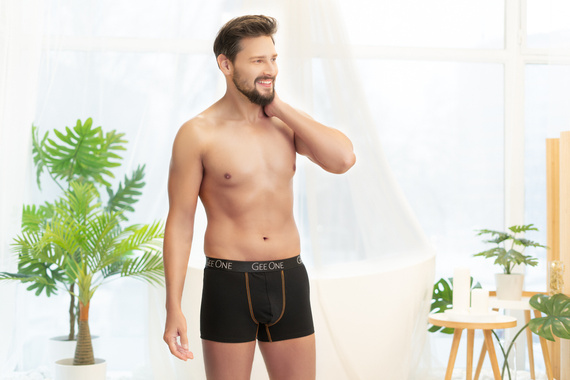 Fluo bokserki męskie Italian Fashion - czarny/fluo pomarańcz