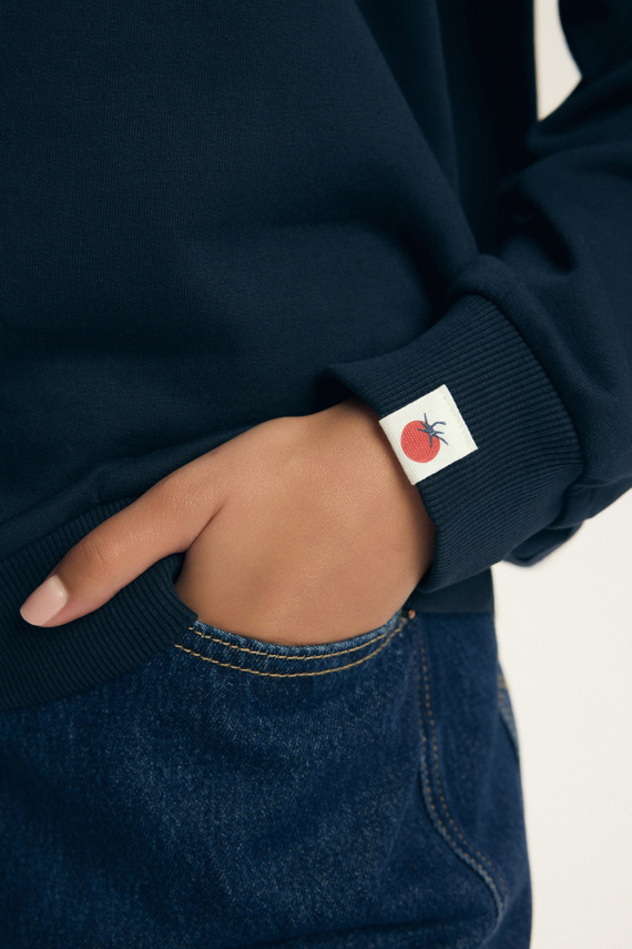 Bluza damska Dessie Henderson bawełniana ocieplana z nadrukiem - granatowa