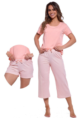 466/322 Cleo  Piżama Damska Trzyczęściowa Cornette różowy
