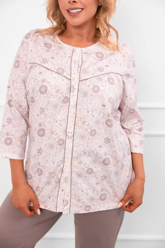 Piżama damska Galea – bawełna, rękaw i spodnie 3/4, kwiatowy motyw Italian Fashion  