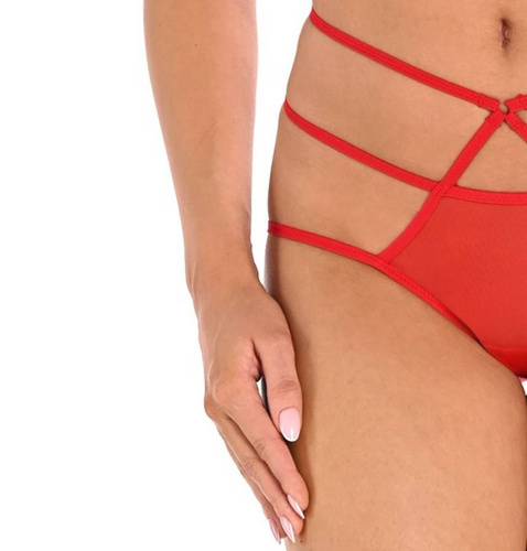 3138 Demi Figi damskie z paseczkami Teyli - czerwony