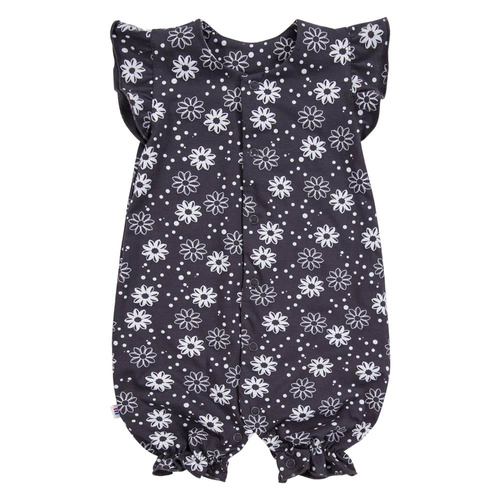 Rampers dla dziewczynki EEVI – grafitowy w kwiatki, 100% bawełna