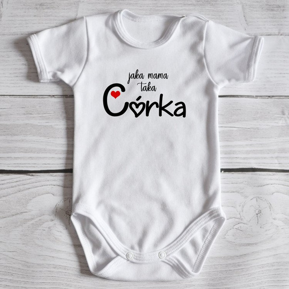 Body krótki rękaw "Jaka mama taka córka" Moocha białe